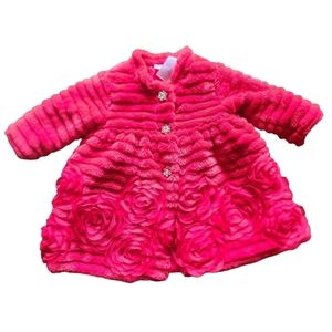 Baby girl's 12 months  Red Dress Large Roses w/satin linging Blueber Boulevard
